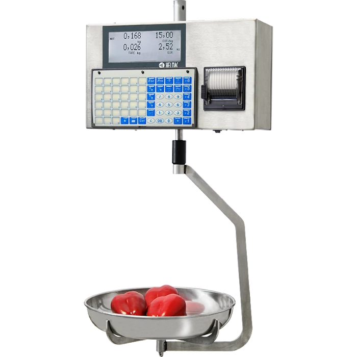 Helmac GPE 6 rozsdamentes függő bolti mérleg, LCD kijelző, nyomtató