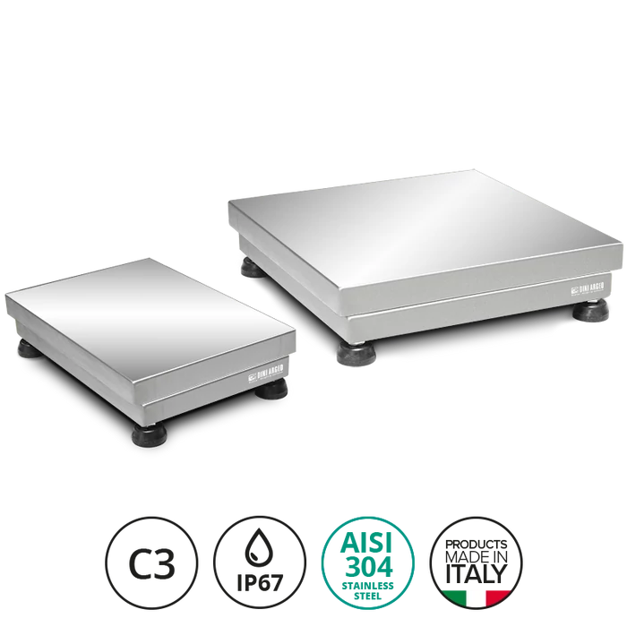 TE INOX sorozatú egypontos mérőcellás platform rozsdamentes kivitelben